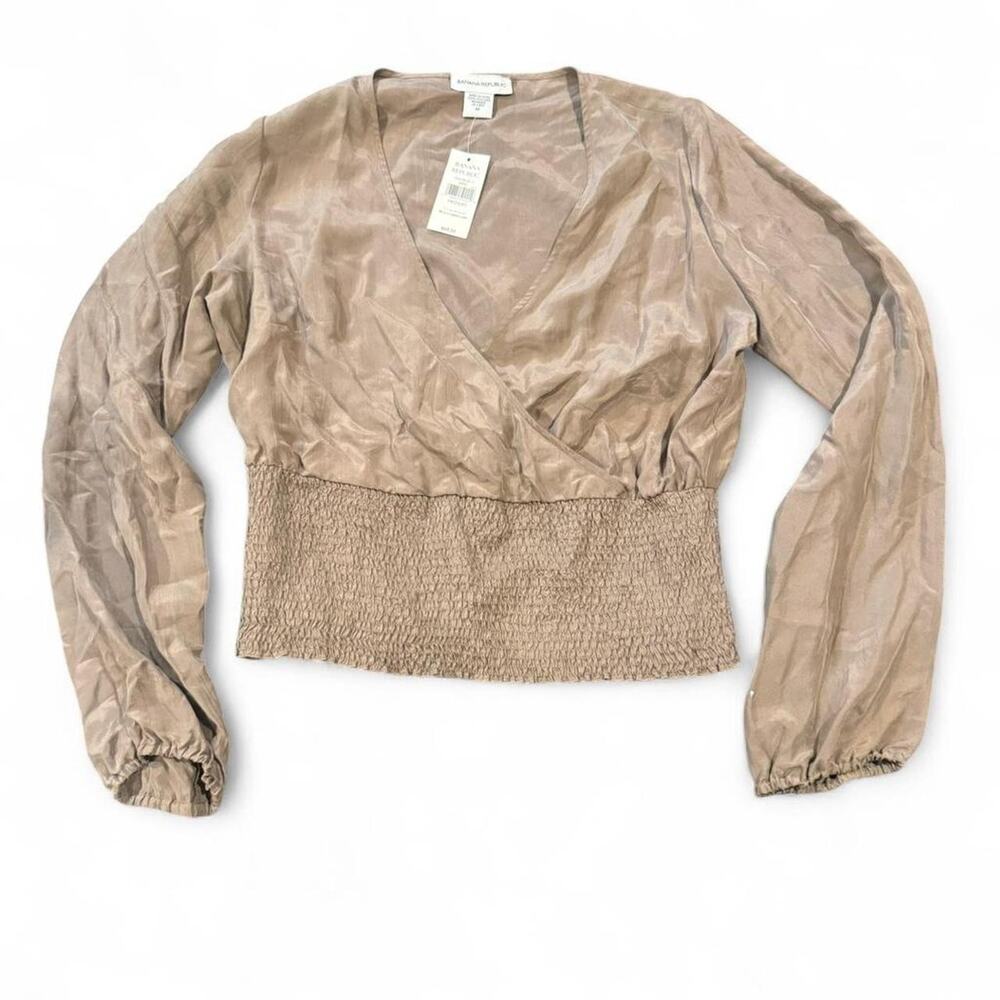 NWT Vtg ‘02 Banana Republic 100% Silk Wrap Smock Blouse Quiet Luxury M Deadstock